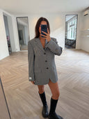 Remade oversized blazer tartan grey/blue #20:20