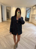 Remade oversized blazer tartan navy #44:44