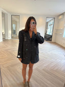 Remade oversized blazer tartan anthracite #25:25