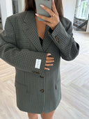 Remade oversized blazer check dark green/grey #36:36