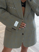 Remade oversized blazer pied de poule green/beige #50:50