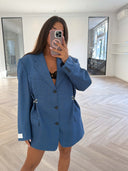 Remade oversized blazer tartan blue/orange/yellow #75:75