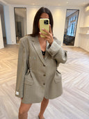 Remade oversized blazer tartan beige #85:85