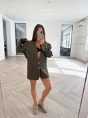 Remade oversized blazer tartan army green #44:44