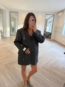 Remade oversized blazer tartan anthracite #25:25