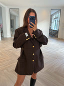 Remade oversized blazer tartan brown #78:78