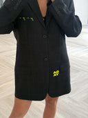 Remade oversized blazer tartan anthracite #11:11