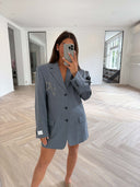 Remade oversized blazer tartan blue #60:60