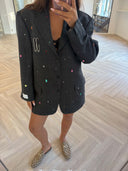 Remade oversized blazer tartan anthracite #25:25
