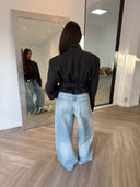 Remade oversized blazer tartan anthracite/brown #22:22
