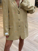 Remade oversized blazer tartan beige #02:02
