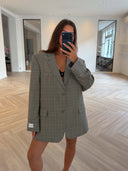 Remade oversized blazer tartan grey/blue