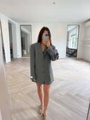 Remade oversized blazer check dark green/grey #36:36