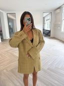 Remade oversized blazer tartan mustard beige #13:13