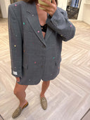 Remade oversized blazer tartan grey #40:40