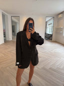 Remade oversized blazer jacket tartan brown #45:45