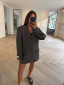 Remade oversized blazer jacket tartan grey #22:22