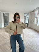 Remade belted blazer tartan beige #83:83