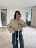 Remade belted blazer tartan beige #83:83