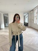 Remade belted blazer tartan beige #83:83