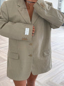 Remade oversized blazer mini checks beige #11:11