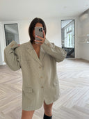 Remade oversized blazer mini checks beige #11:11