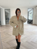 Remade oversized blazer mini checks beige #11:11
