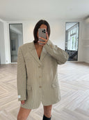 Remade oversized blazer mini checks beige #11:11