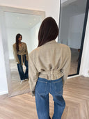 Remade belted blazer tartan beige #30:30