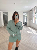 Remade oversized blazer turquoise #84:84