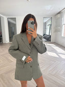 Remade oversized blazer mini checks dark green #03:03