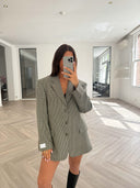 Remade oversized blazer mini checks dark green #03:03