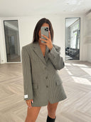 Remade oversized blazer mini checks dark green #03:03
