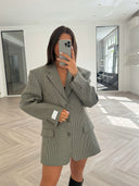 Remade oversized blazer mini checks dark green #03:03