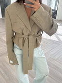 Remade belted blazer tartan beige #30:30