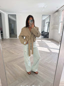 Remade belted blazer tartan beige #30:30