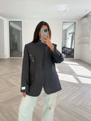 Remade oversized blazer tartan grey #16:16