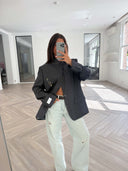 Remade oversized blazer tartan grey #16:16