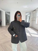 Remade oversized blazer tartan grey #16:16
