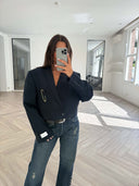 Remade cropped blazer navy #28:28