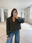 Remade cropped blazer dark green #95:95
