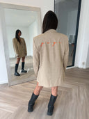 Remade oversized blazer tartan beige #73:73
