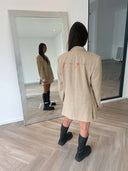 Remade oversized blazer tartan beige #73:73