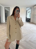 Remade oversized blazer tartan beige #73:73