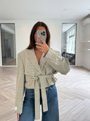 Remade oversized blazer tartan beige #44:44