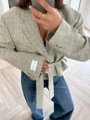 Remade oversized blazer tartan beige #44:44