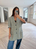 Remade oversized blazer tartan yellow/navy