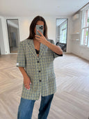Remade oversized blazer tartan yellow/navy