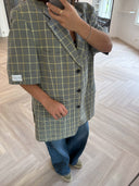 Remade oversized blazer tartan yellow/navy