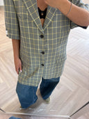 Remade oversized blazer tartan yellow/navy